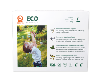 BeSuper ECO Bamboo Pelene L (9-14 kg) 90 kom