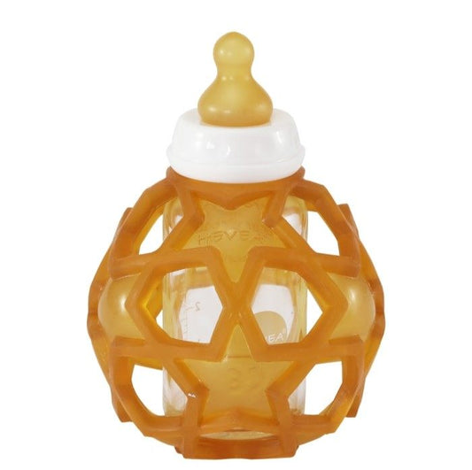 Hevea staklena flašica za bebe sa Star Ball poklopcem, 120ml kapacitet, prirodna guma.
