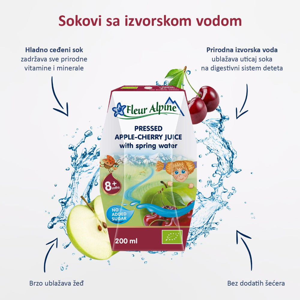 Fleur Alpine organski sokić sa vodom od višnje I jabuke, 8m+, 200ml