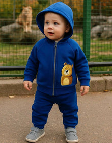 WOWO Kids Komplekt sa medo: pantalone, duks sa patent zatvaračem i kapuljačom