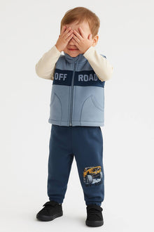 WOWO Kids Komplekt sa auto OFF ROAD: pantalone, prsluk, majica dugih rukava