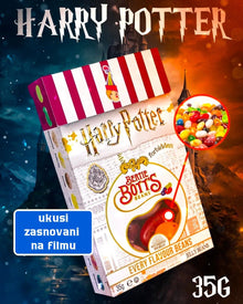 JELLY BELLY CANDY Harry Potter Bertie Botts, 35g box with vibrant jelly beans against a magical backdrop.
