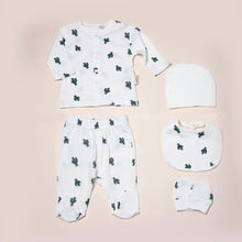 VAUVA Set 5 za novorođenčad: pantalonice, majica dugih rukava, capica, portikla, rukavice - kaktus