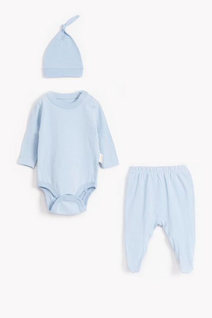 VAUVA Set 3 od pamuka za bebu: pantalone, bodi dugih rukava, kapa