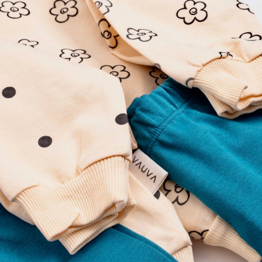 VAUVA Set od 2: Duks za devojčice sa pantalonama, Krema-morska pena