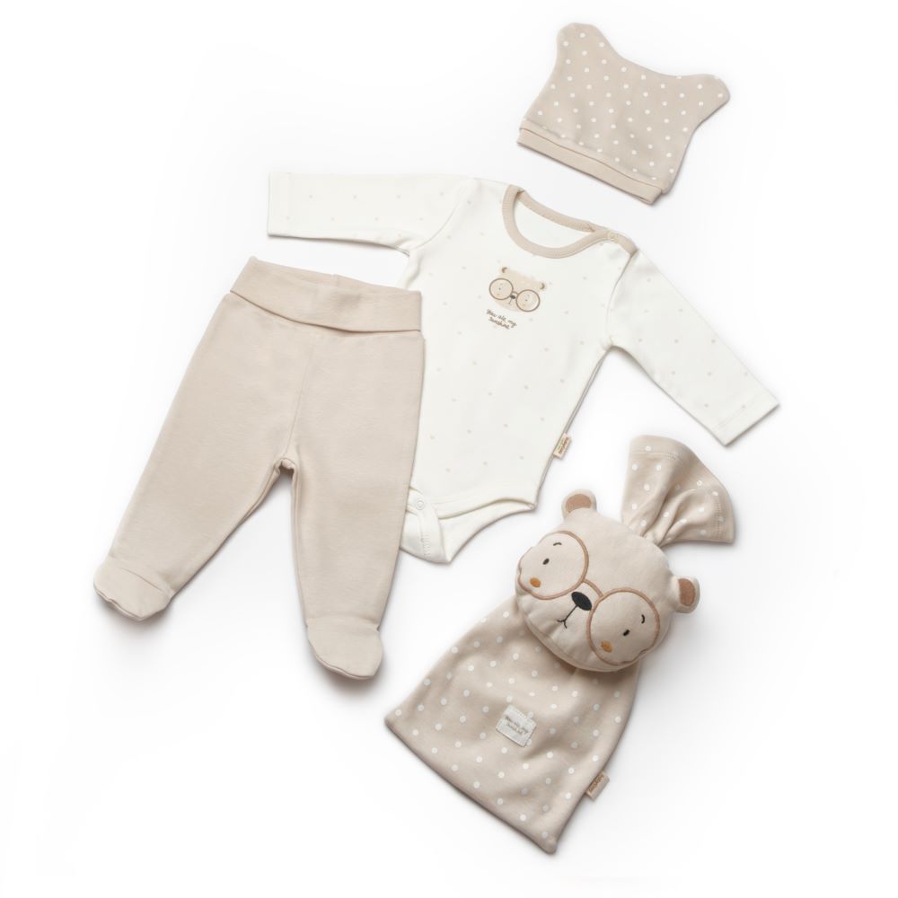Baby Cosy poklon set za novorođenče: 1 kom pantalonice, 1 kom bodi za bebe, 1 kom kapa