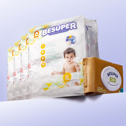 BeSuper Premium Pelene mesečno pakovanje sa vlažnom maramicom
