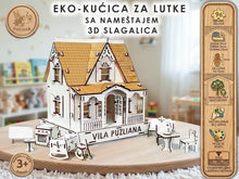 PUZLIANA drvena kućica za lutke za sklapanje