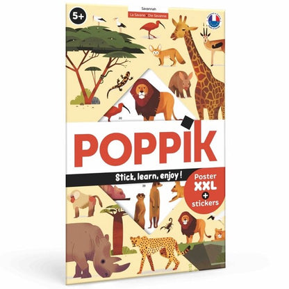 Poppik Edukativni poster sa nalepnicama Otkrića: Savana 5+