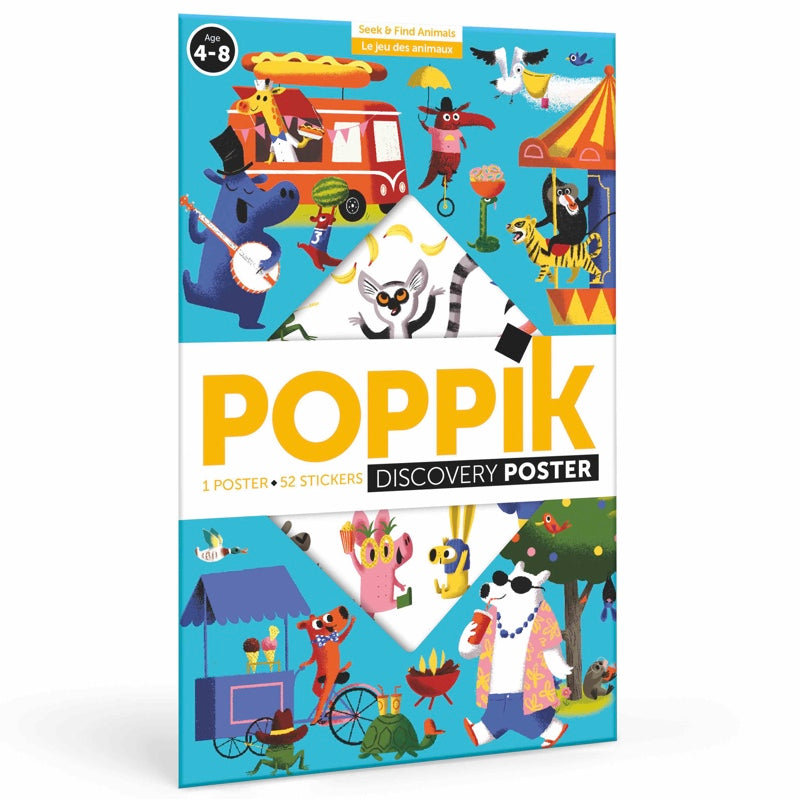 Poppik Edukativni poster sa nalepnicama Otkrića: Smešne Životinje 4-8