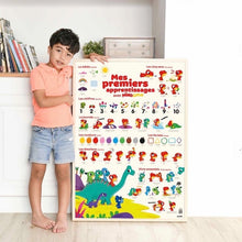 Edukativni poster za decu sa višekratnim nalepnicama i dinosaurusom, 1 m x 68 cm.