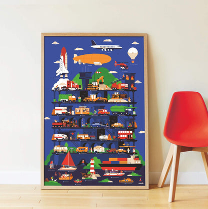 Poppik Edukativni poster sa nalepnicama Otkrića: Vozila 4+