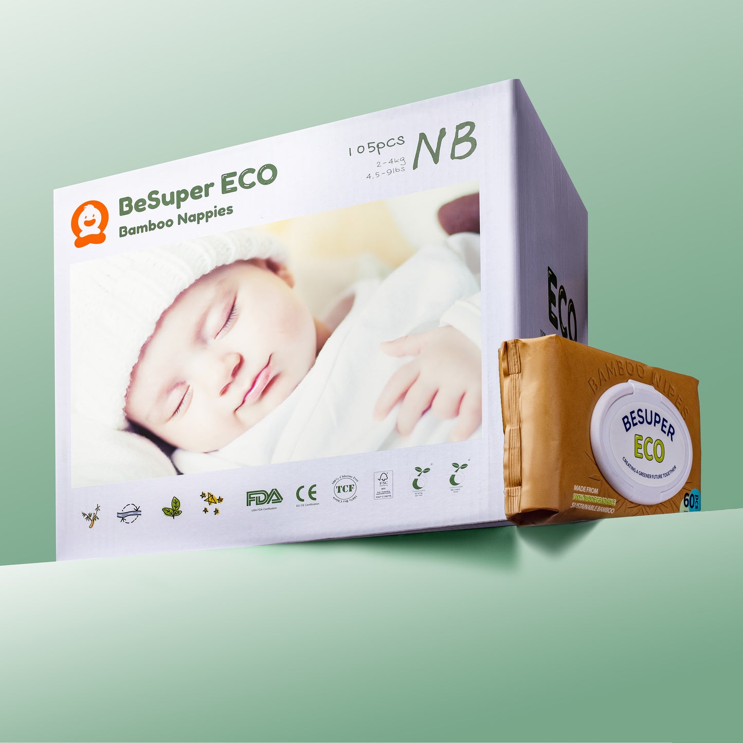 BeSuper ECO BAMBOO Pelene sa vlažnom maramicom