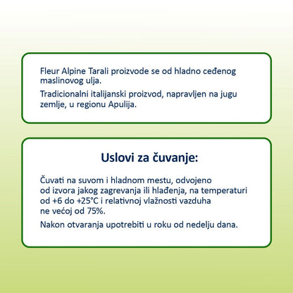 Fleur Alpine italijanski TARALLI sa ekstra devičanskim maslinovim uljem, za celu porodicu, 125 g