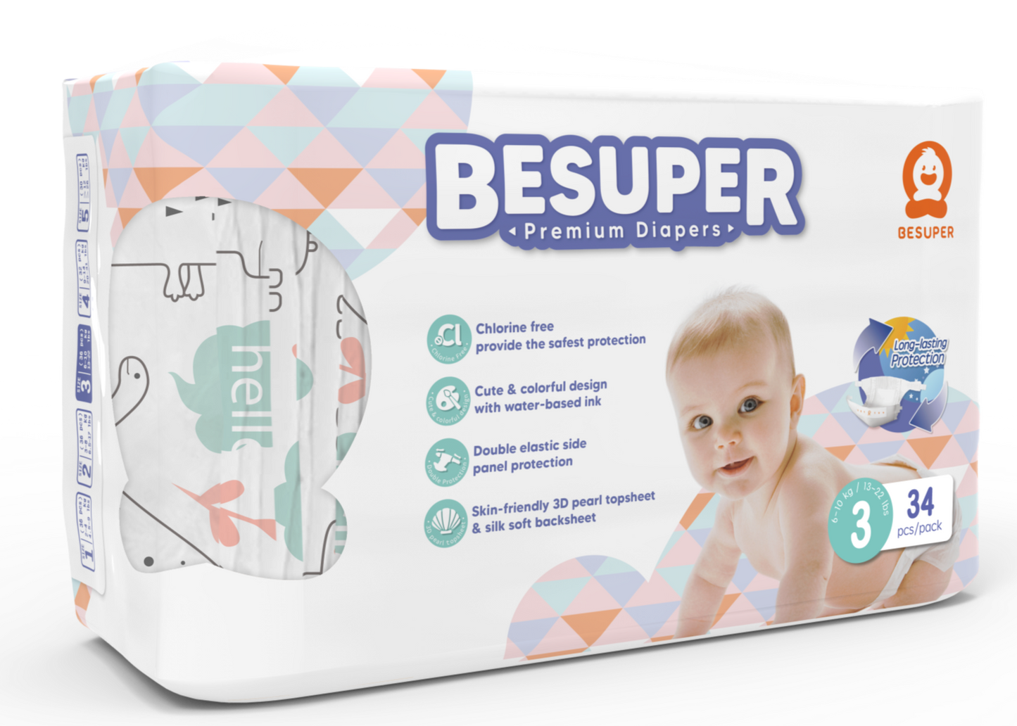 BeSuper Premium Pelene 3 (M, 6-11 kg) 34 kom